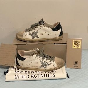 Golden Goose Superstar Leather Upper Glitter Star Heel sneakers. Size 38